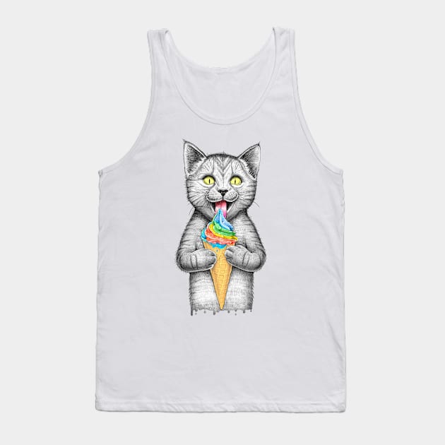 Сat with ice cream Tank Top by NikKor